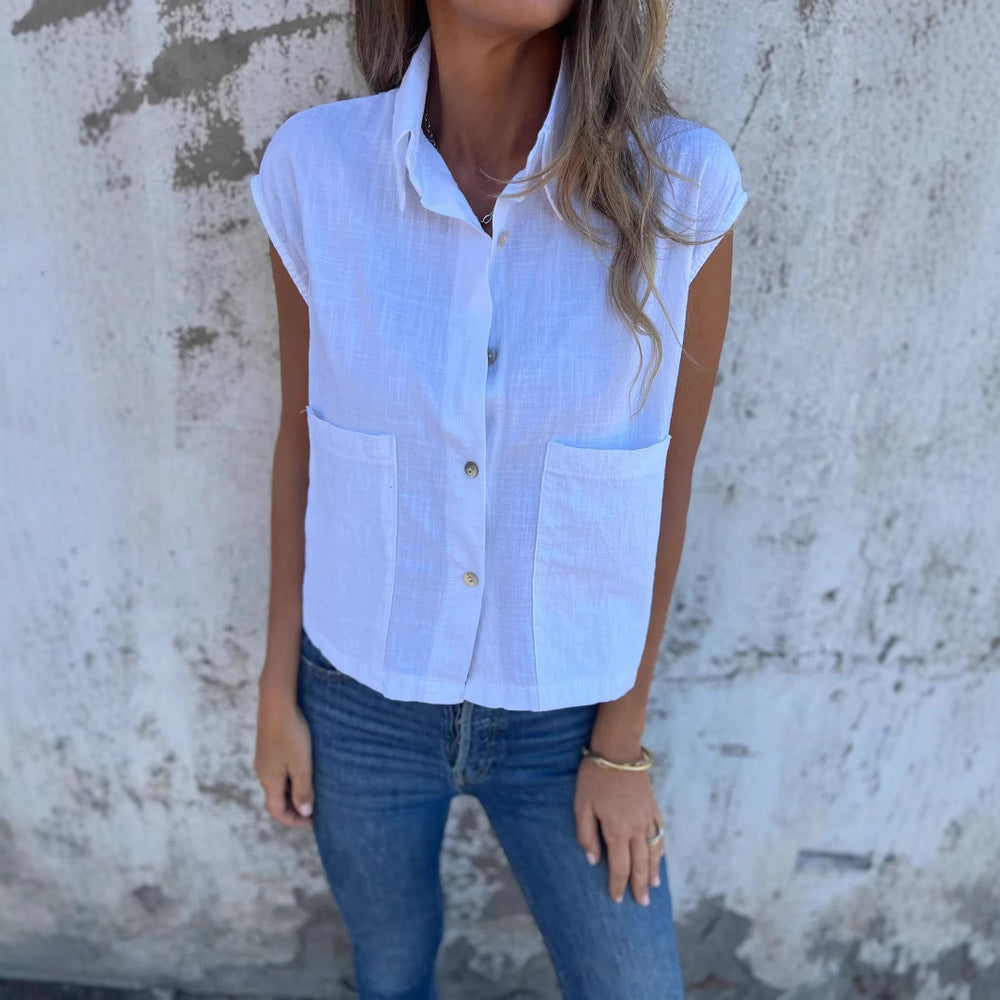 Damen Hemdblusenshirt mit einzigartigem Schnitt und praktischen Taschen EB
