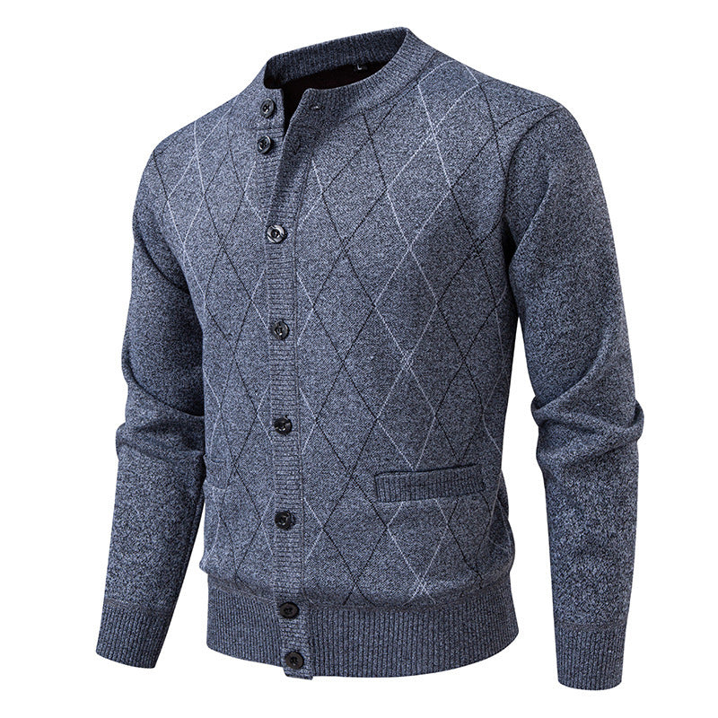 Herren Strickjacke mit modernem Rautenmuster Heidi-Mode