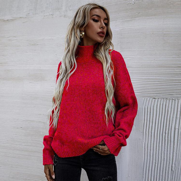 Damen Pullover mit hohem Kragen und lässigem Oversized-Schnitt EB