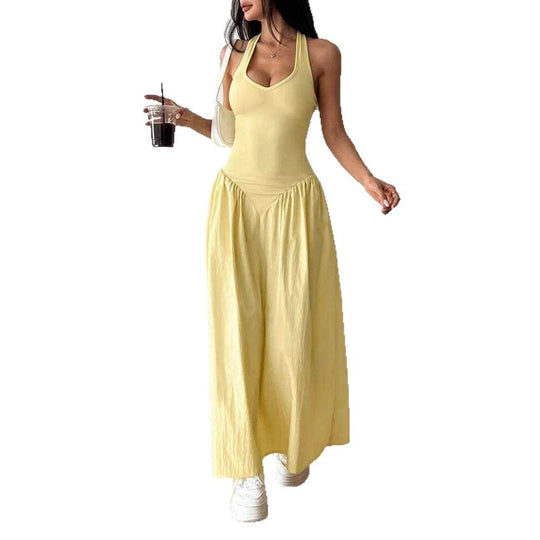 Damen Maxi-Kleid mit trägerlosem Design und voluminösem Rock EB