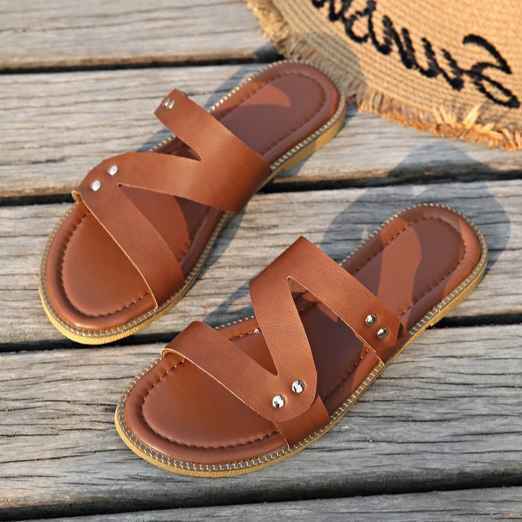 Damen komfortable Cross-Sandalen mit modischer Riemchenstruktur EB