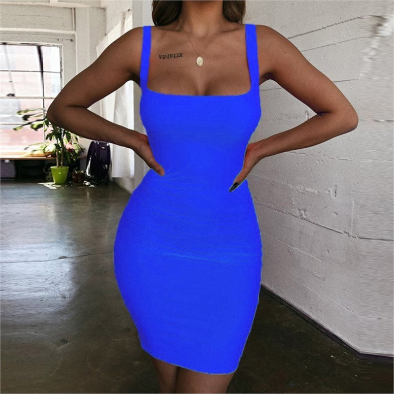 Damen Bodycon Minikleid mit breiten Trägern und taillierter Silhouette EB