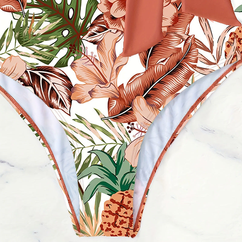 Damen Einteiliger Badeanzug mit floralem Wickeldesign EB