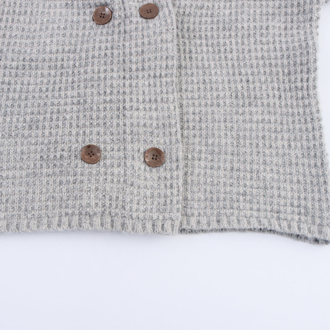 Damen Strickjacke mit doppelter Knopfleiste und hoher Kragen EB