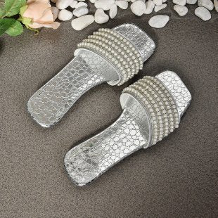 Damen Glamouröse Riemen-Sandalen mit Perlen-Applikation EB