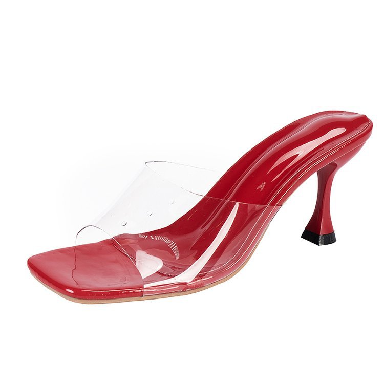 Damen Transparente Mules mit elegantem Blockabsatz EB