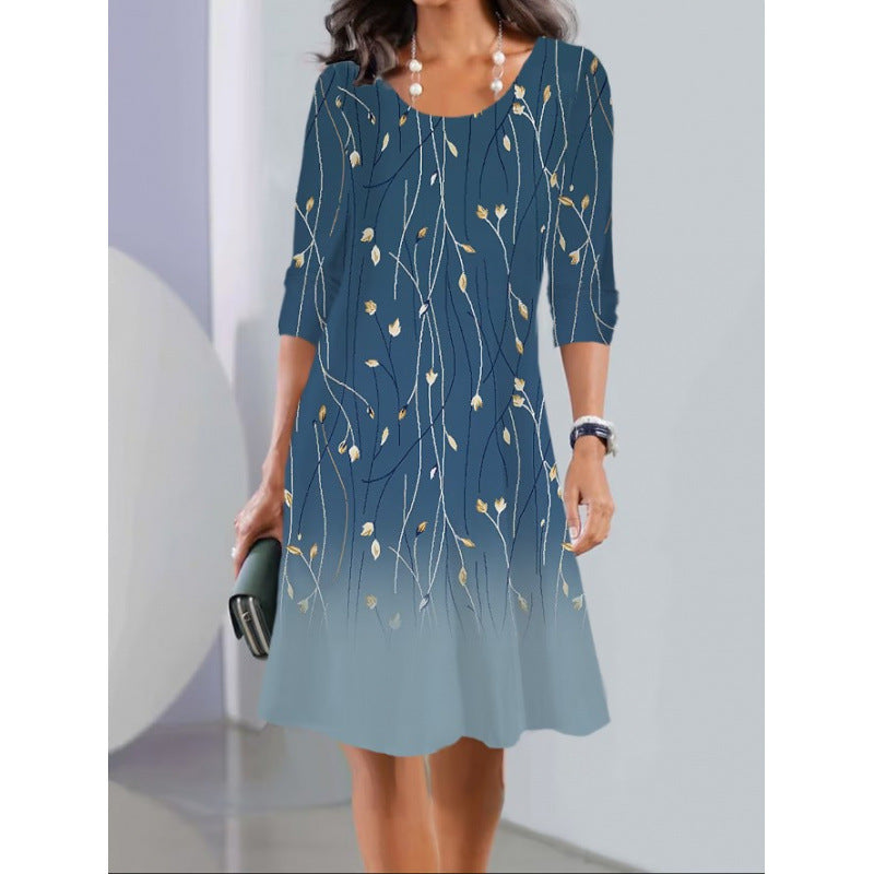 Damen Fließendes Blumenkleid mit eleganter Farbverlaufsgestaltung EB