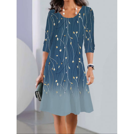 Damen Fließendes Blumenkleid mit eleganter Farbverlaufsgestaltung EB