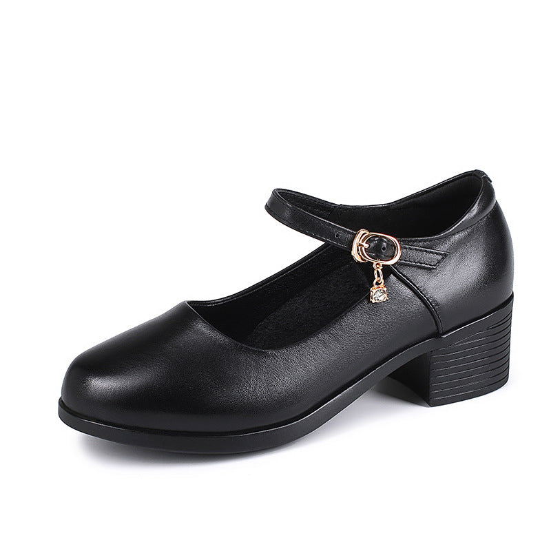 Damen Mary Jane Schuhe mit bequemem Blockabsatz und modischem Riemchen EB