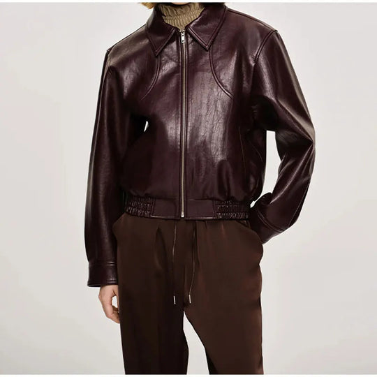 Damen Kunstlederjacke im sportlichen Schnitt mit zwei praktischen Taschen EB