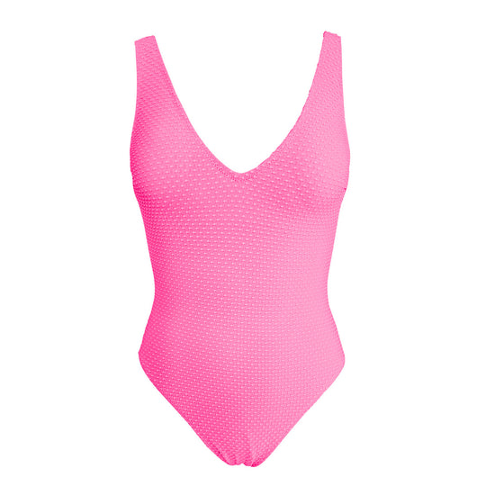 Damen Einteiliger Badeanzug mit V-Ausschnitt und strukturiertem Design EB