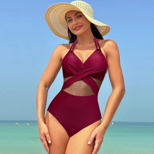 Damen Einteiliger Badeanzug mit stylishen Mesh-Elementen EB