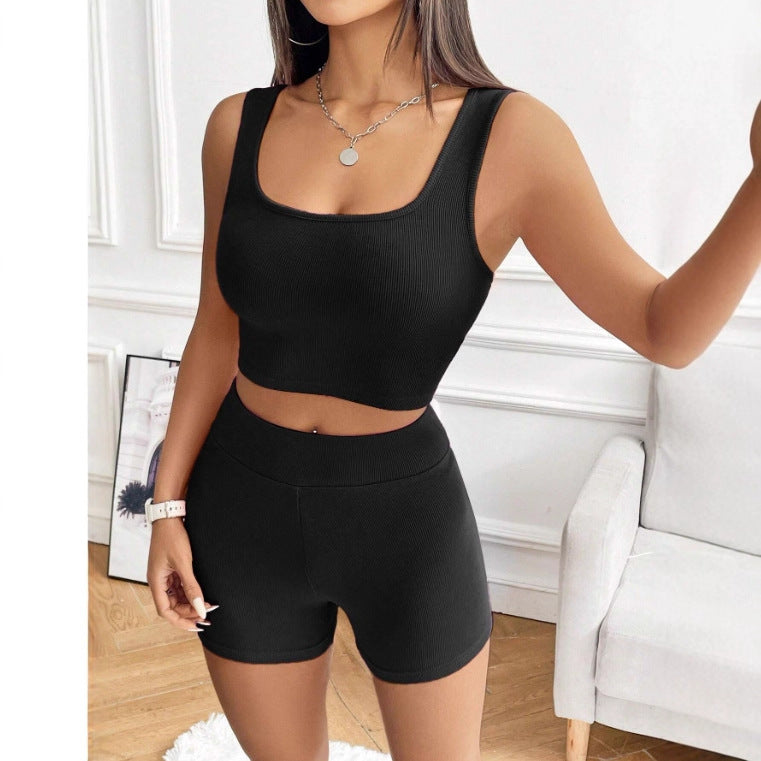 Damen Sportliches Set mit gerafftem Oberteil und hohem Bund EB