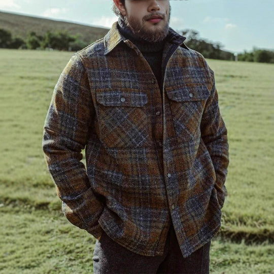 Herren Gemusterte Flanelljacke mit praktischen Taschen EB