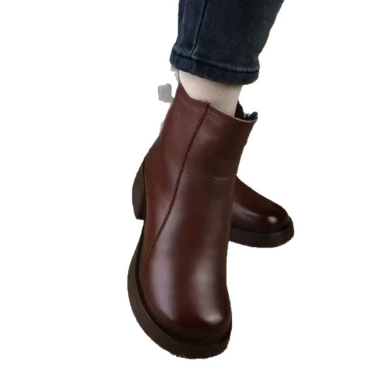 Damen Komfortable Stiefeletten mit warmem Innenfutter und rutschfestem Absatz EB