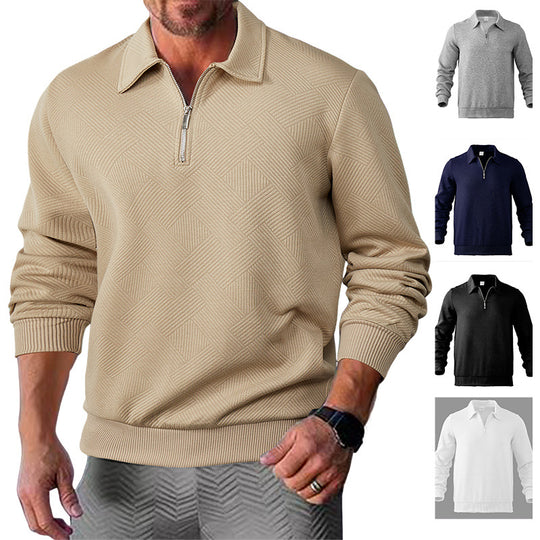 Herren Sweatpullover mit halblangem Reißverschluss und strukturiertem Gewebe EB