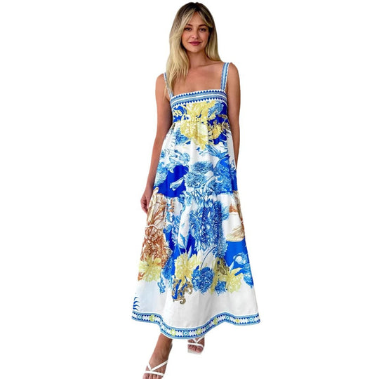 Damen Maxikleid mit floralem Design und luftiger Passform EB