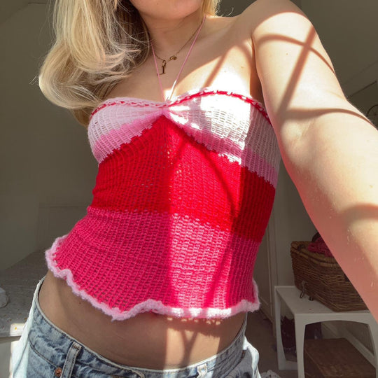 Damen Cropped Top im angesagten Häkel-Look EB
