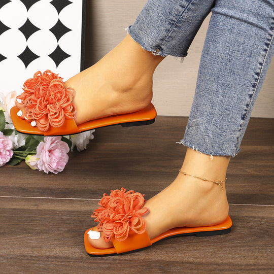 Damen Sandalen mit aufwendigen Blumenverzierungen EB