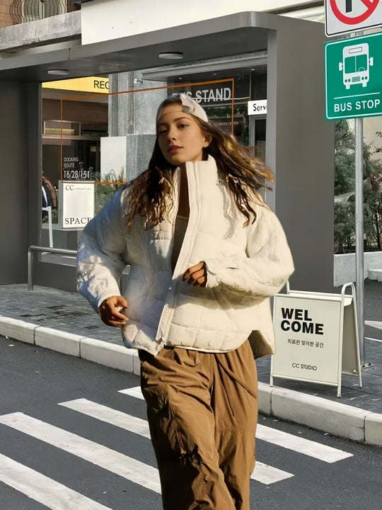 Damen Steppjacke mit hohem Kragen und praktischem Reißverschluss EB