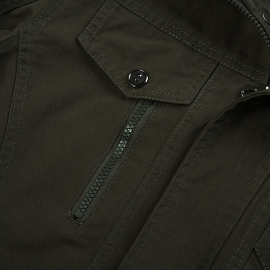 Herren nan robuste Canvas-Fieldjacke mit Stehkragen, Epauletten und multifunktionalen Taschen EB