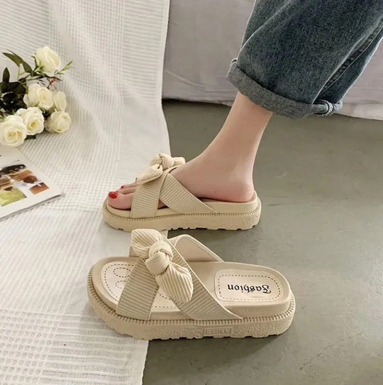 Damen luftige Sandalen mit dekorativem Schleifen-Design EB