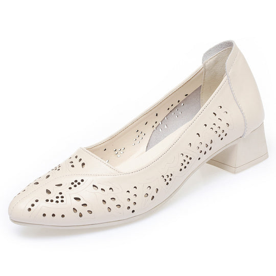 Damen Elegante Ballerina mit Luftdurchlässigem Design und Bequemem Blockabsatz EB