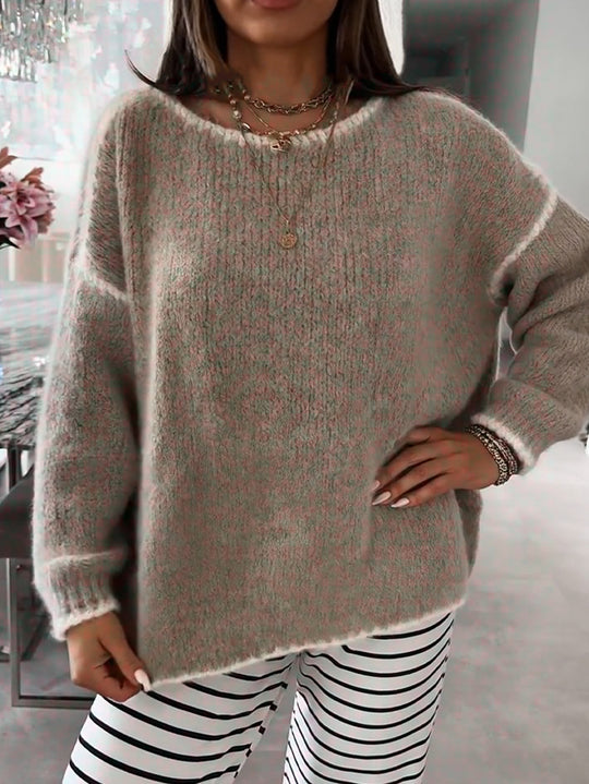 Damen Übergroßer Strickpullover mit luftigen Ärmeln EB