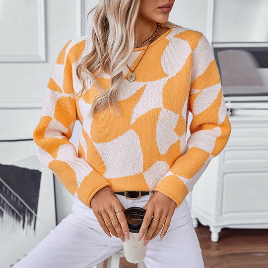 Damen Strickpullover mit modernem Muster und lässigem Schnitt EB