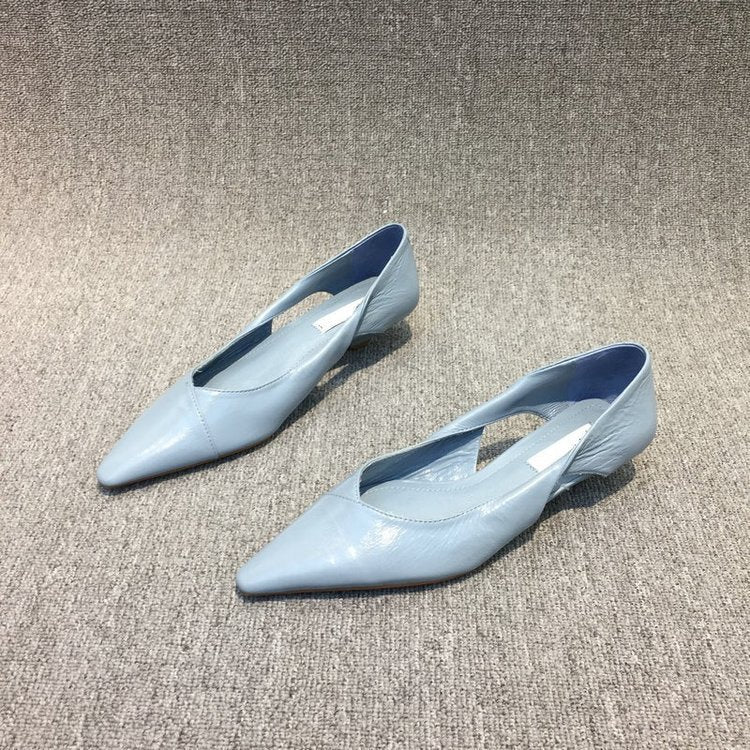 Damen Raffinierte Spitze Ballerinas mit Geschmeidiger Lederoberfläche EB
