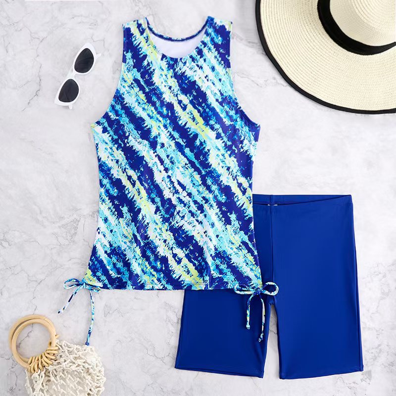 Damen Bademode-Set mit modischem Tanktop und hochtaillierten Shorts EB
