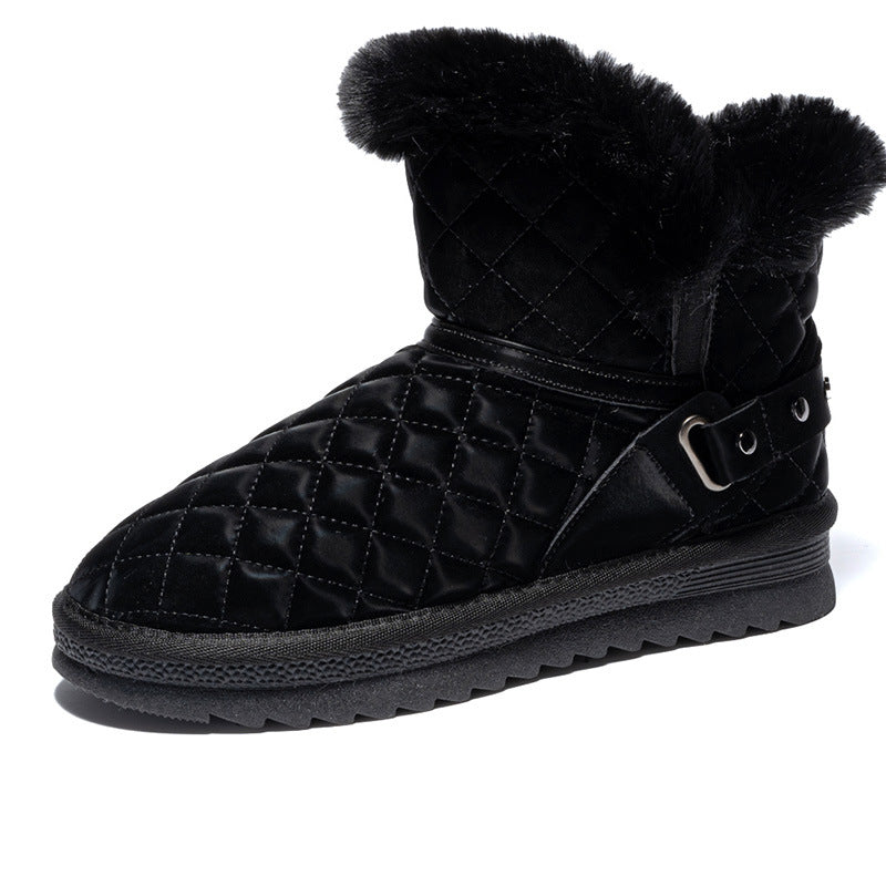 Damen kuschelige Winterstiefel mit modischem Obermaterial und elegantem Kunstfell EB