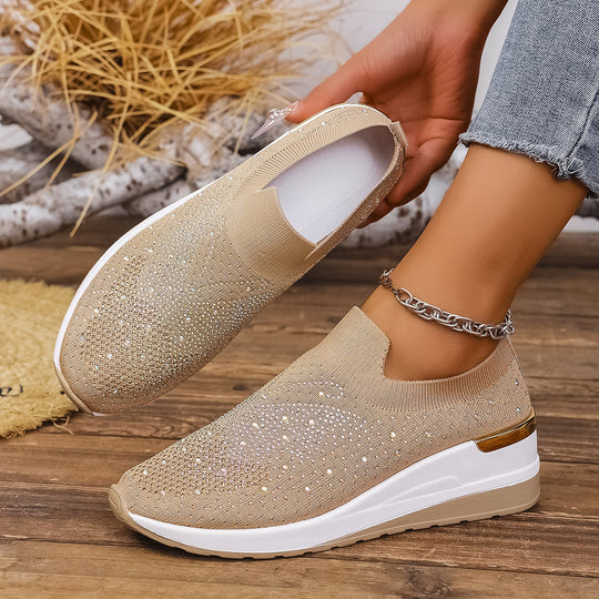 Damen Slip-On Sneakers mit funkelnden Strassdetails EB