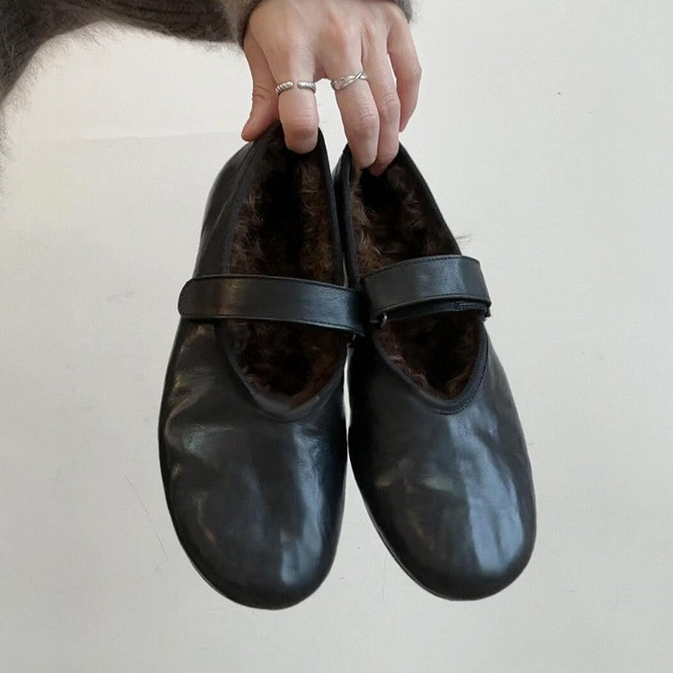 Damen Mokassins mit elegantem Riemen und kuscheligem Innenfutter EB