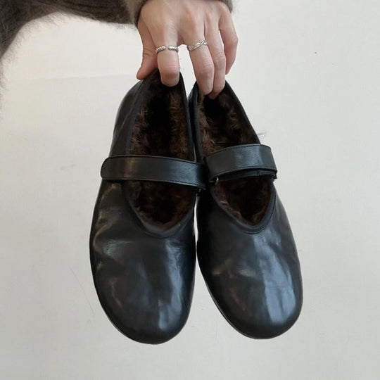 Damen Mokassins mit elegantem Riemen und kuscheligem Innenfutter EB