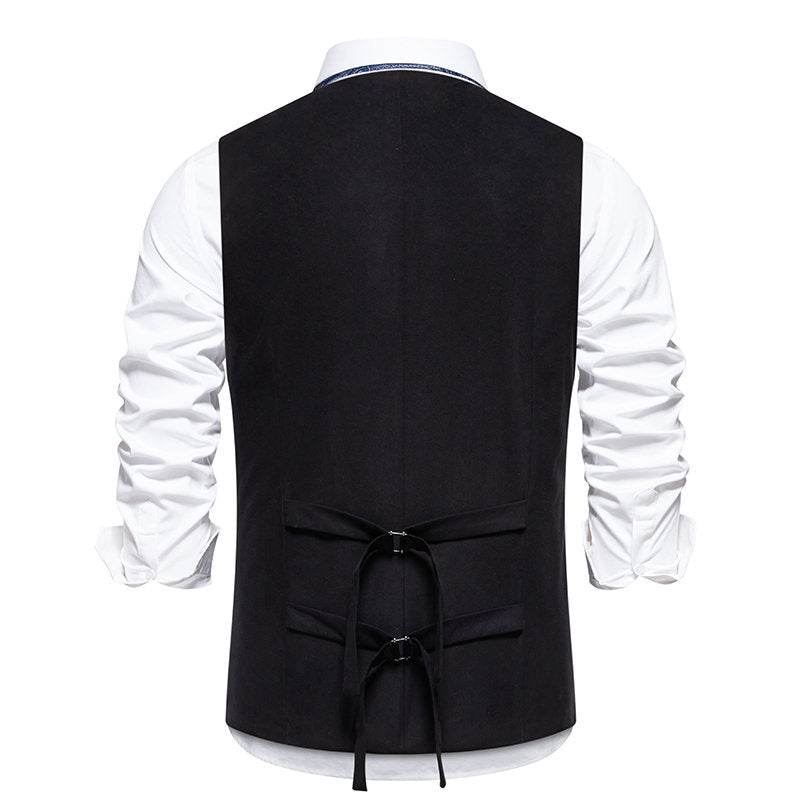 Herren elegante Weste mit doppelter Knopfleiste und praktischen Taschen EB