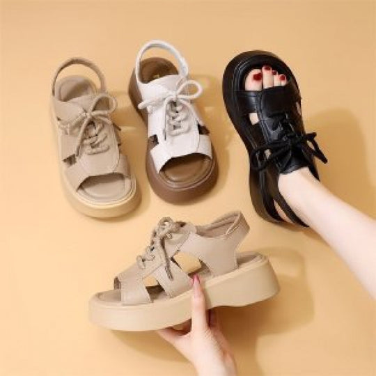 Damen Sportliche Sandalen mit modischem Schnür-Design und komfortabler Sohle EB