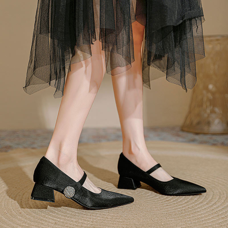 Damen elegante Ballerinas mit modischem Strassdetail EB