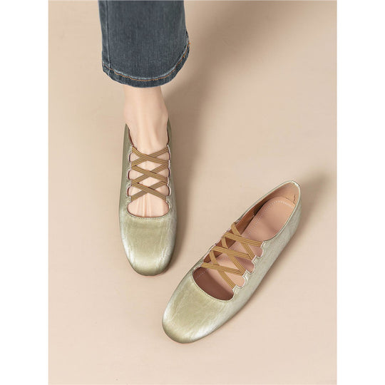 Damen flache Ballerinas mit elegantem Riemendesign EB