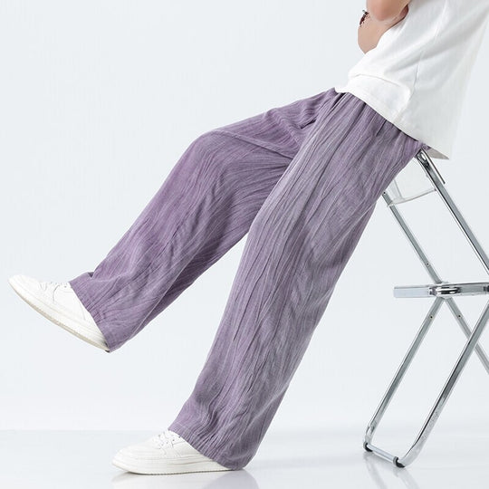 Herren nan weite Leinenhose mit verstellbarem Tunnelzugbund, lässiger Bundfaltenoptik und seitlichen Eingrifftaschen EB