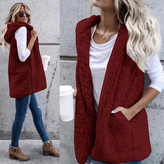 Damen Zarte Fleece-Weste mit praktischen Taschen und offenem Schnitt EB