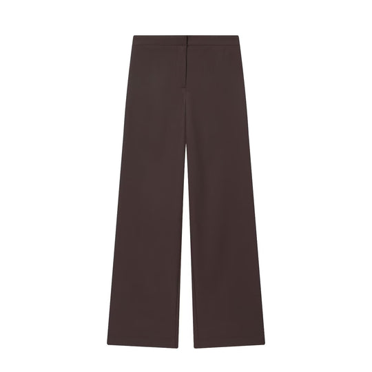 Damen nan elegante High‑Waist Weitbein-Anzughose mit flachem Bund und verdeckter Naht EB