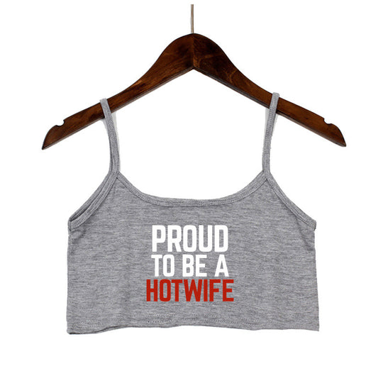 Damen Crop-Top mit modernen Schriftzügen und verstellbaren Trägern EB