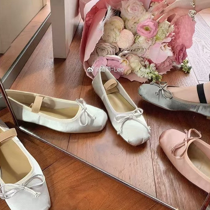 Damen Ballerina-Schuhe mit glamourösem Schleifendetail und flexiblem Riemendesign EB