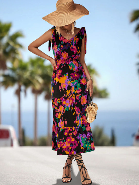 Damen Maxikleid mit verspieltem Floralprint und luftigen Trägern EB