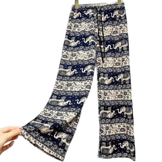 Damen Haremshose mit buntem Elefantenmuster EB