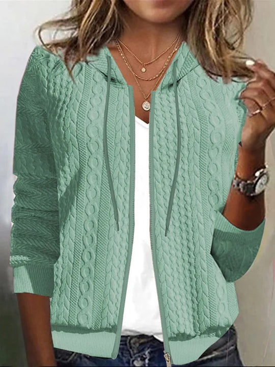 Damen Strickjacke mit Kapuze und schickem Zopfmuster EB