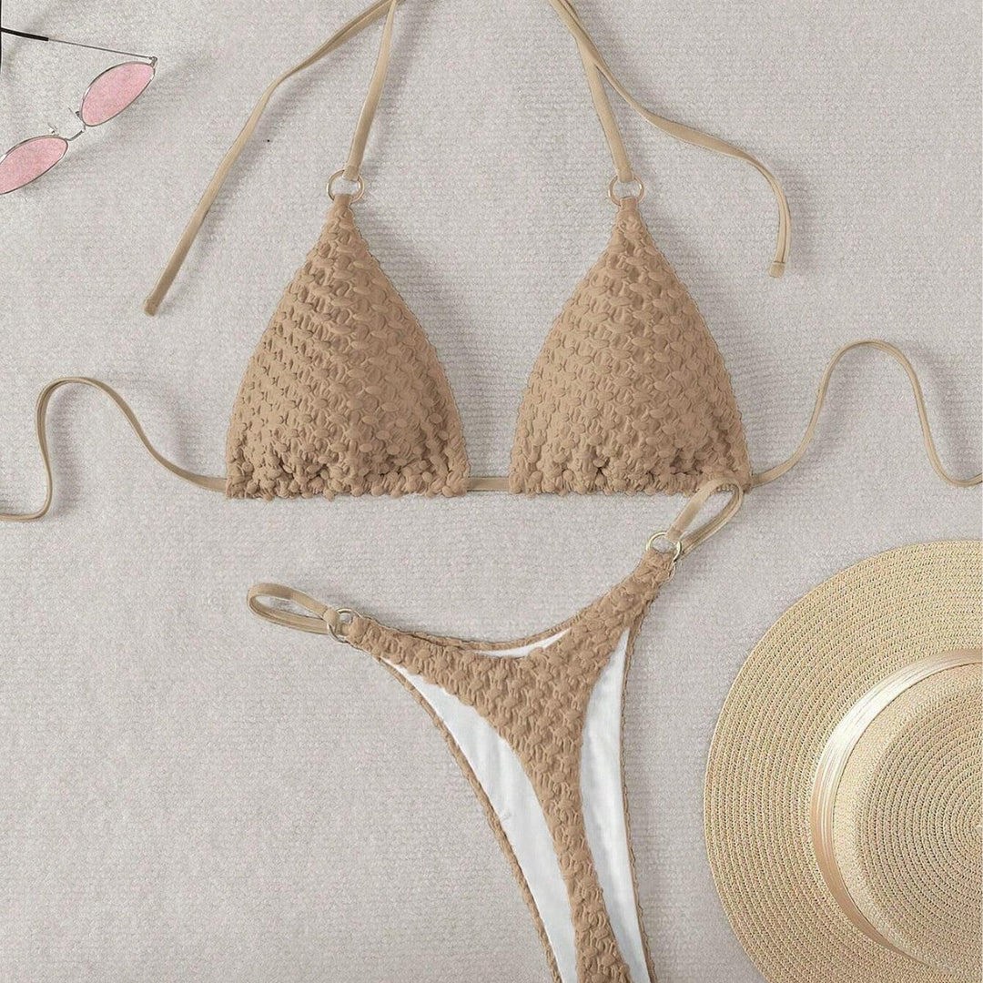 Damen Triangel-Bikini mit raffiniertem Texturenmix EB