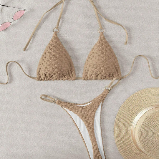 Damen Triangel-Bikini mit raffiniertem Texturenmix EB