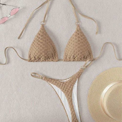 Damen Triangel-Bikini mit raffiniertem Texturenmix EB